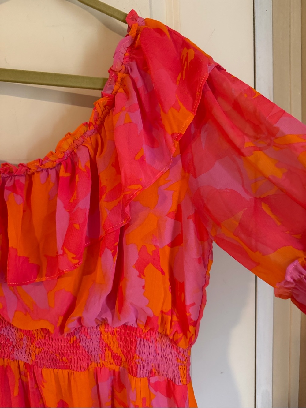 Hailey & co tangerine Vibrant Pink & Orange Floral Maxi Dress S rayon garden - Picture 6 of 10